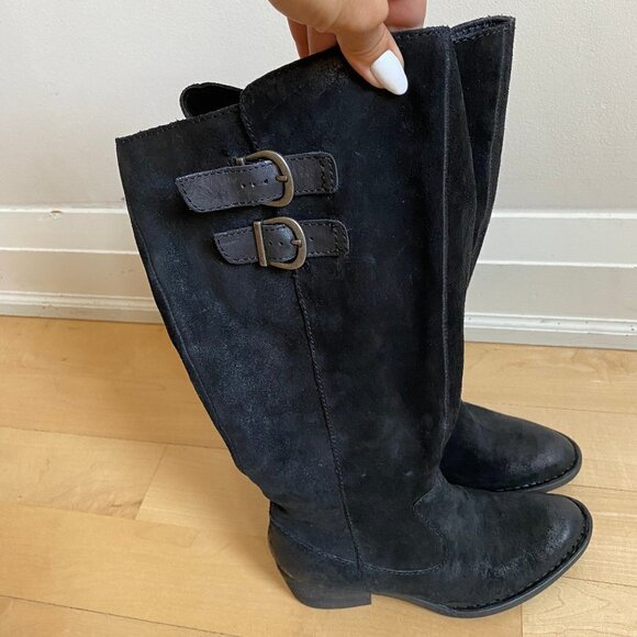 BORN "Basil" Black Suede Leather Tall Boot 5 New - Picture 4 of 8